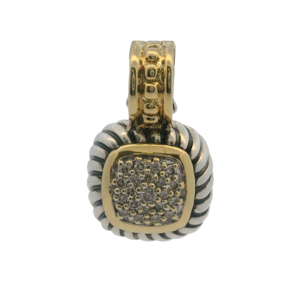 David Yurman 925 Sterling Silver 18kt Yellow Gold Albion Diamond Pendant